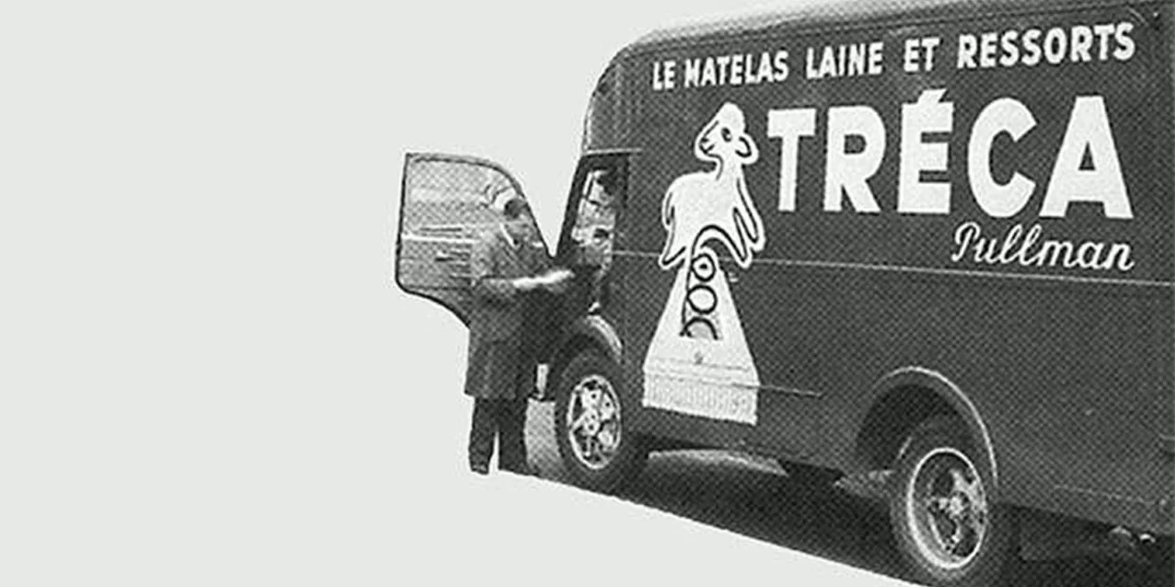 Ancienne photo en noir et blanc du camion Treca
